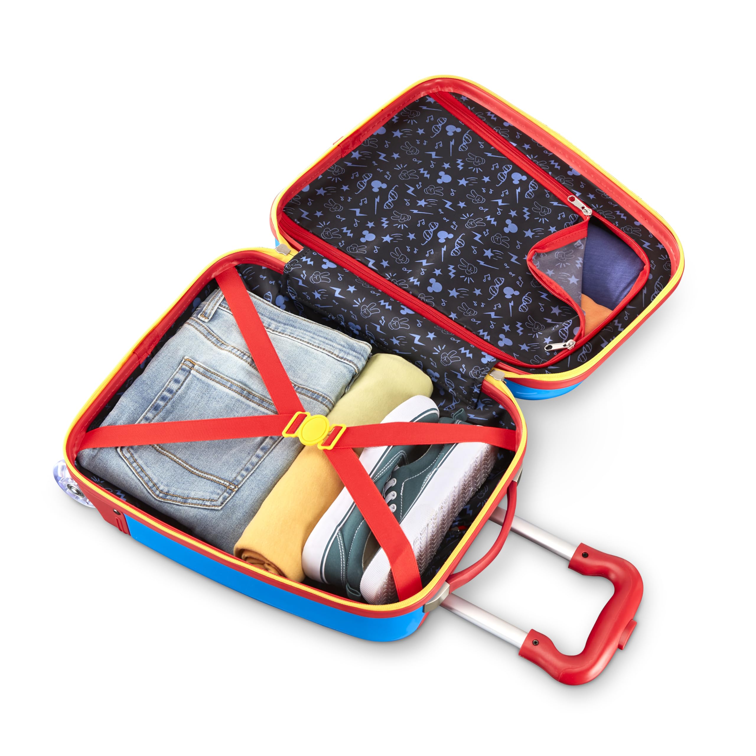 American Tourister Disney Mickey Mouse Kids Carry-On Luggage, Hardside With Single Spinner Wheels