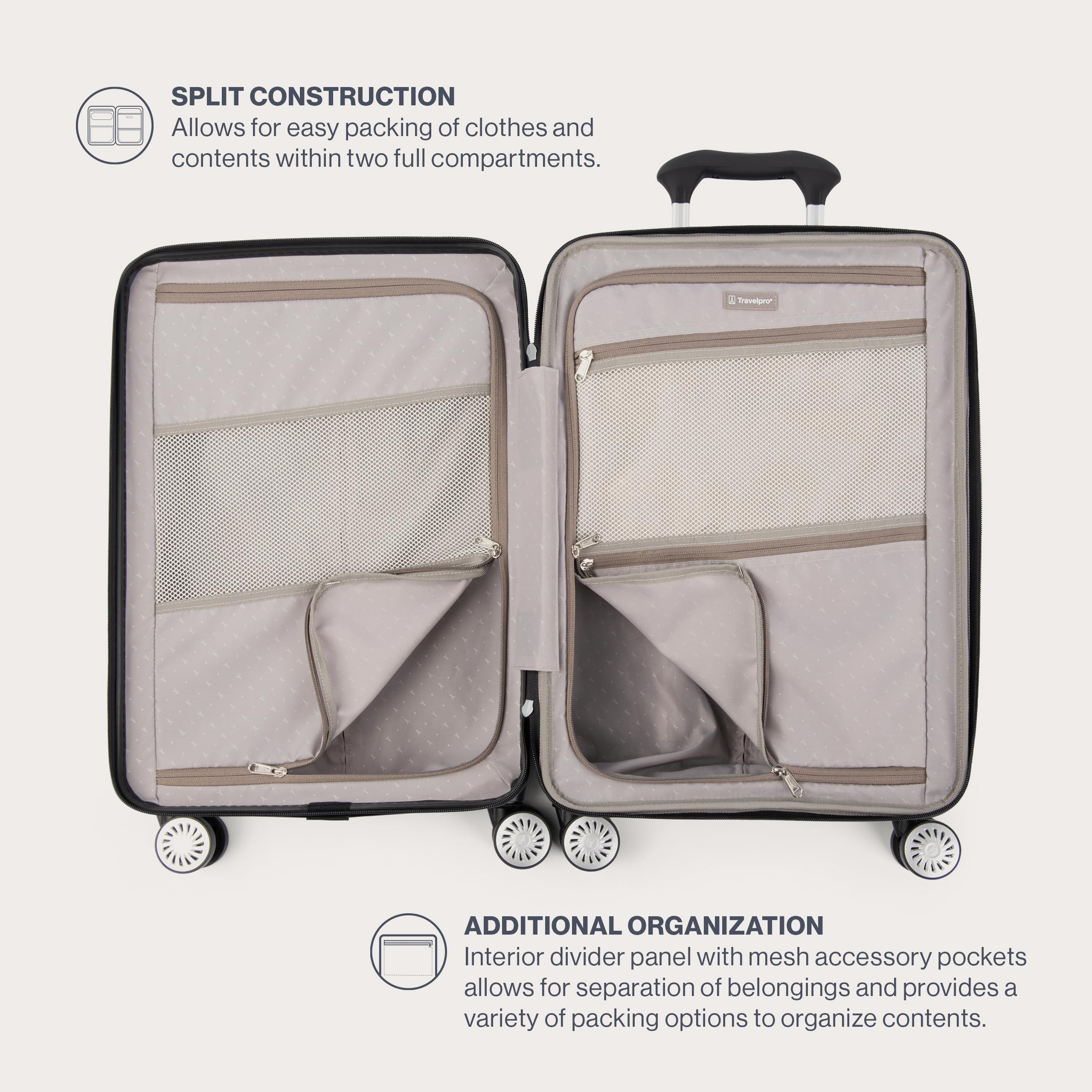 Travelpro Pathways 3 Hardside Expandable Luggage, 8 Spinner Wheels, Lightweight Hard Shell Suitcase, Cloud Grey, 3 Piece Set (21/25/28)