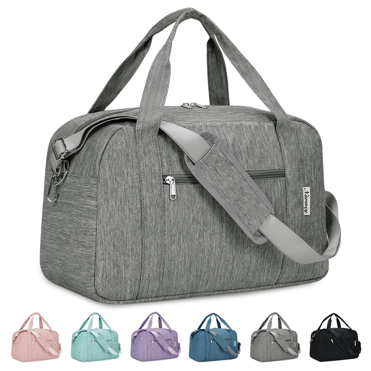 Narwey 18" Carry on Bag Underseat Luggage for Airplane Spirit Airlines Personal Item Bag Travel Duffel Bag Small Gym Bag Weekender Overnight Bag with Wet Pocket for Women and Men (Grey)