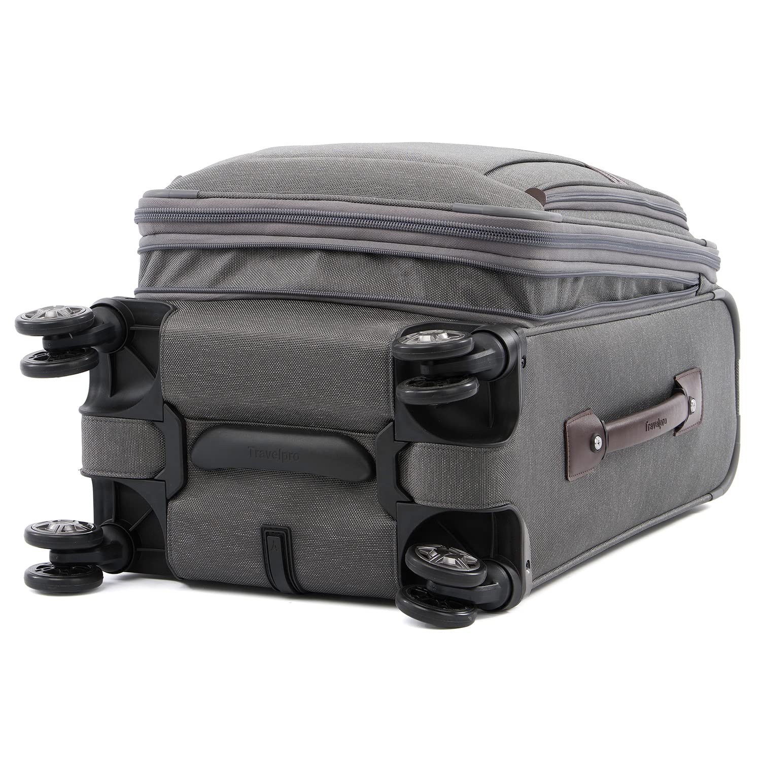 Travelpro Platinum Elite Softside Expandable Carry on Luggage, 8 Wheel Spinner Suitcase, USB Port, Laptop and Tablet Sleeves, Men and Women, Vintage Grey, Carry On 20-Inch