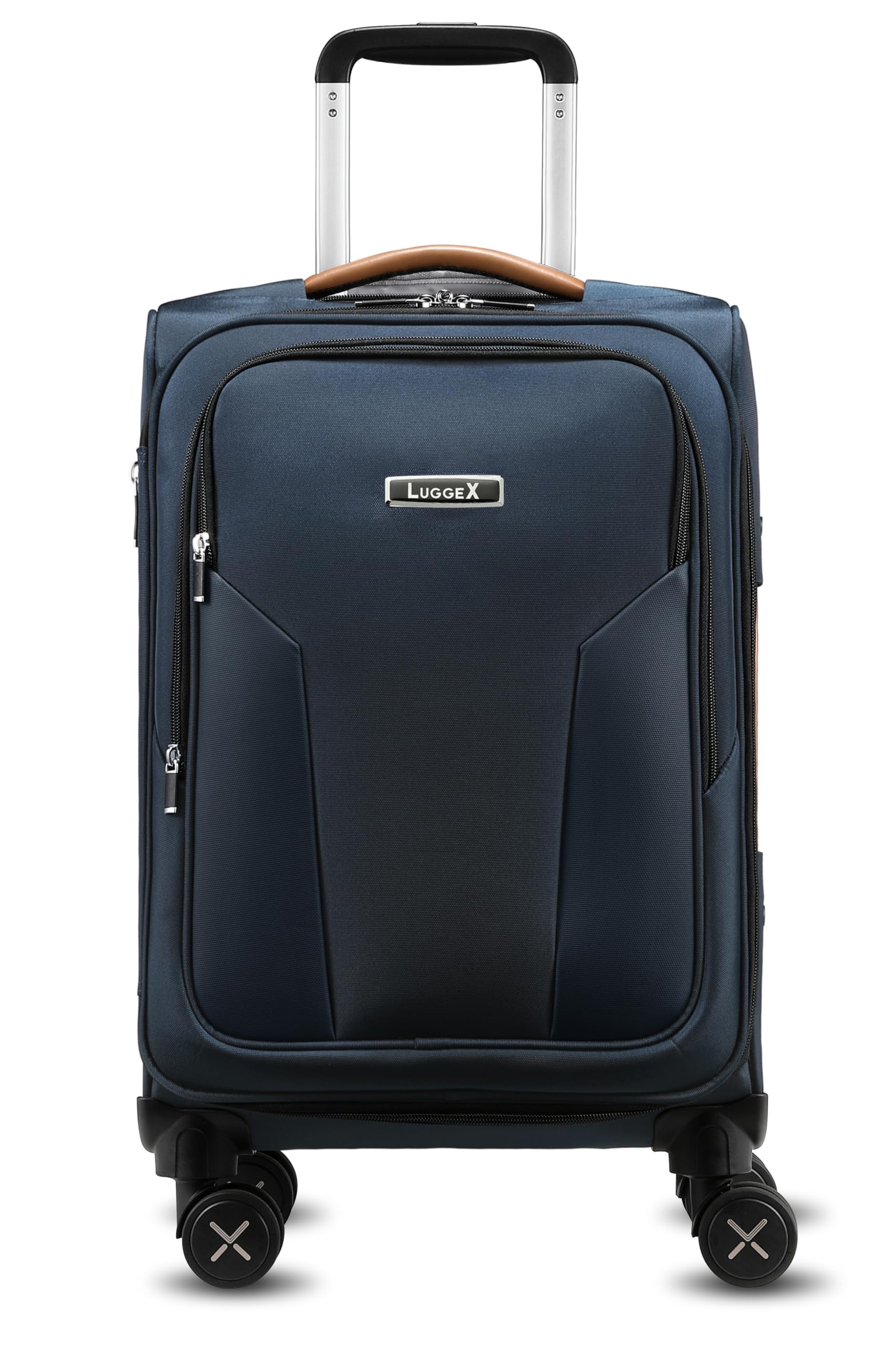 LUGGEX Carry On Luggage Suitcases with Spinner Wheels, 20 Inch Softside Expandable Rolling Suitcase for Travel, Business (Blue)