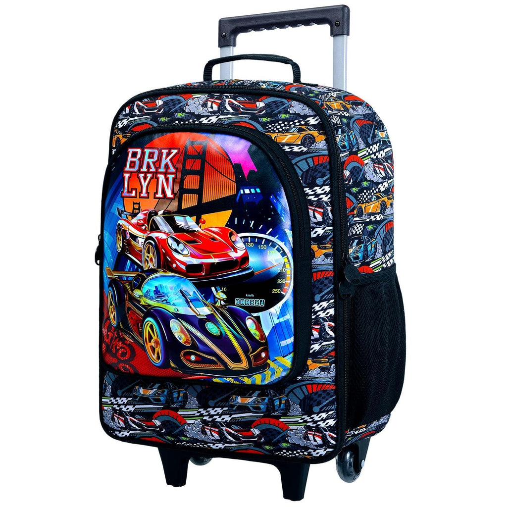 KLFVB Boys Luggage, Suspension Bridge Red Racing Wheels Suitcase for Toddler, Children Travel Carry on Suitcase