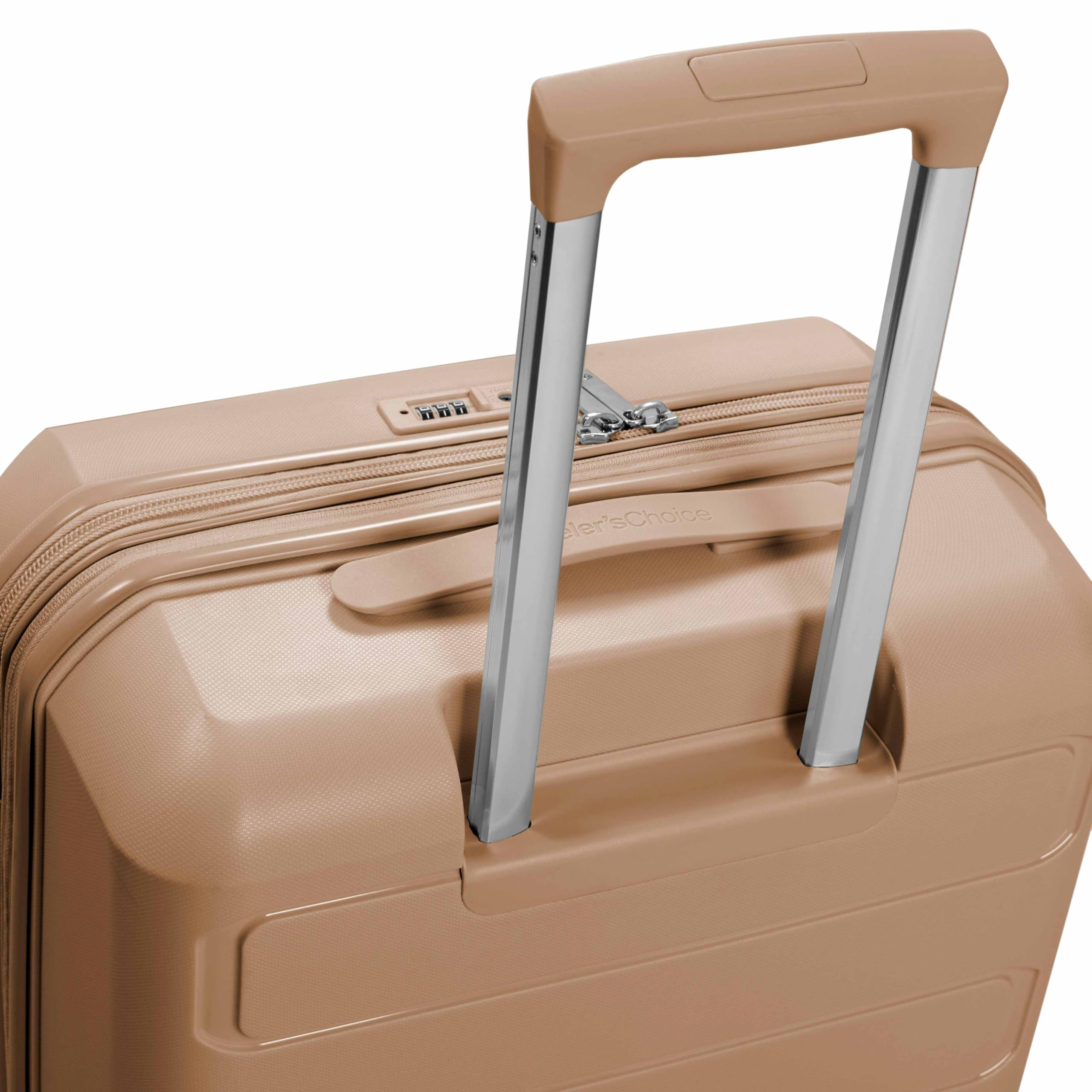 Traveler's Choice Pagosa Hardshell Expandable Luggage with Spinner Wheels, Latte Beige, 26-Inch Medium