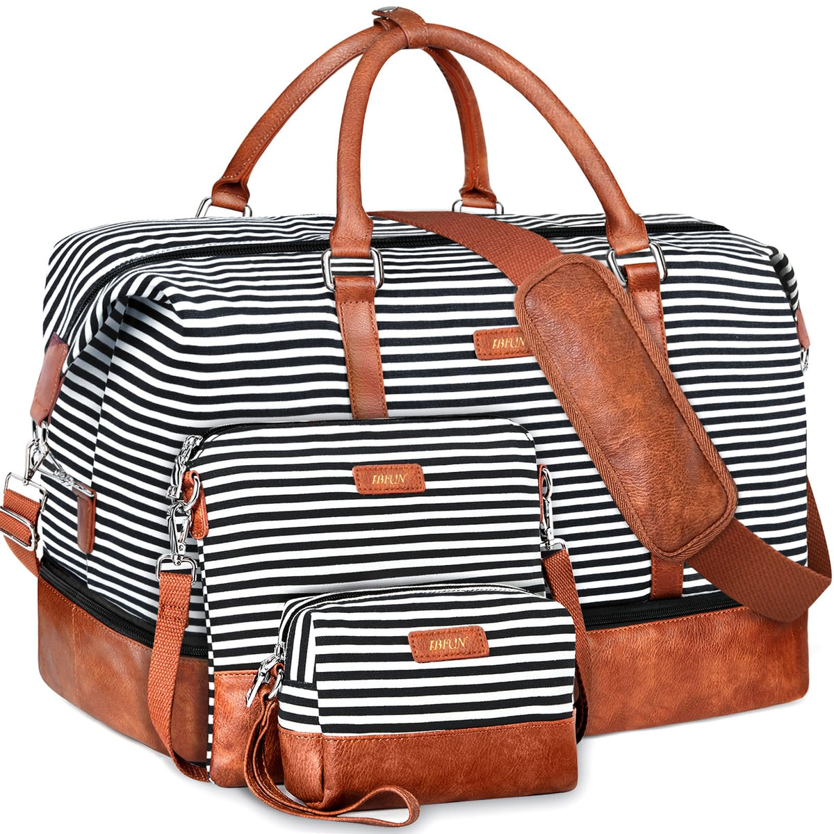 IBFUN Weekender Bags for Women, 21" Weekender Travel Bag, Travel Duffle Bag with Shoe Compartment Carry on Overnight Duffel Bag for Weekend Travel Business Trip, 3PCS
