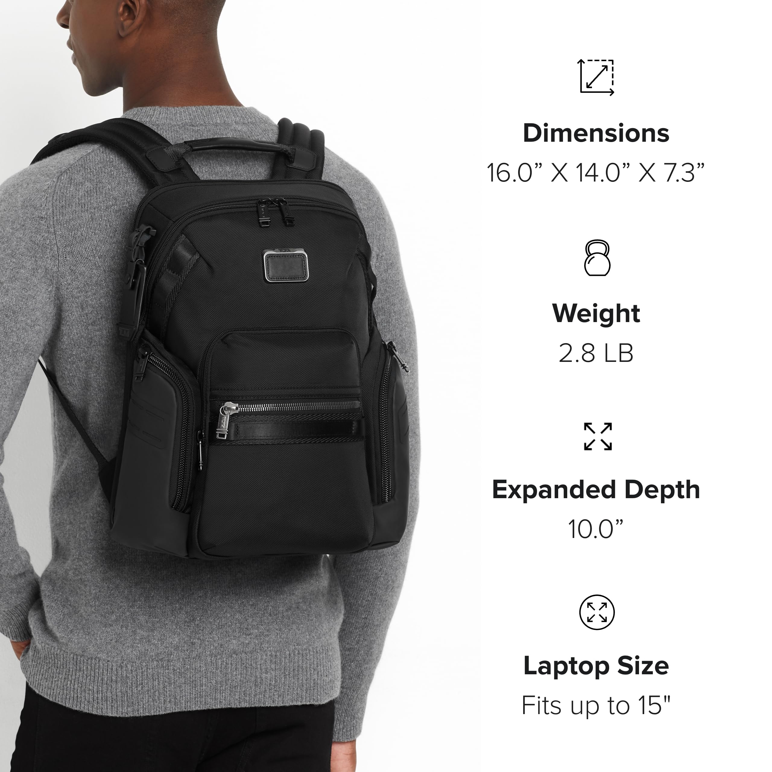 TUMI - Alpha Bravo Navigation Backpack - Everyday Travel Backpack - Fits Up to 15" Laptop - 16.0" X 14.0" X 7.3"