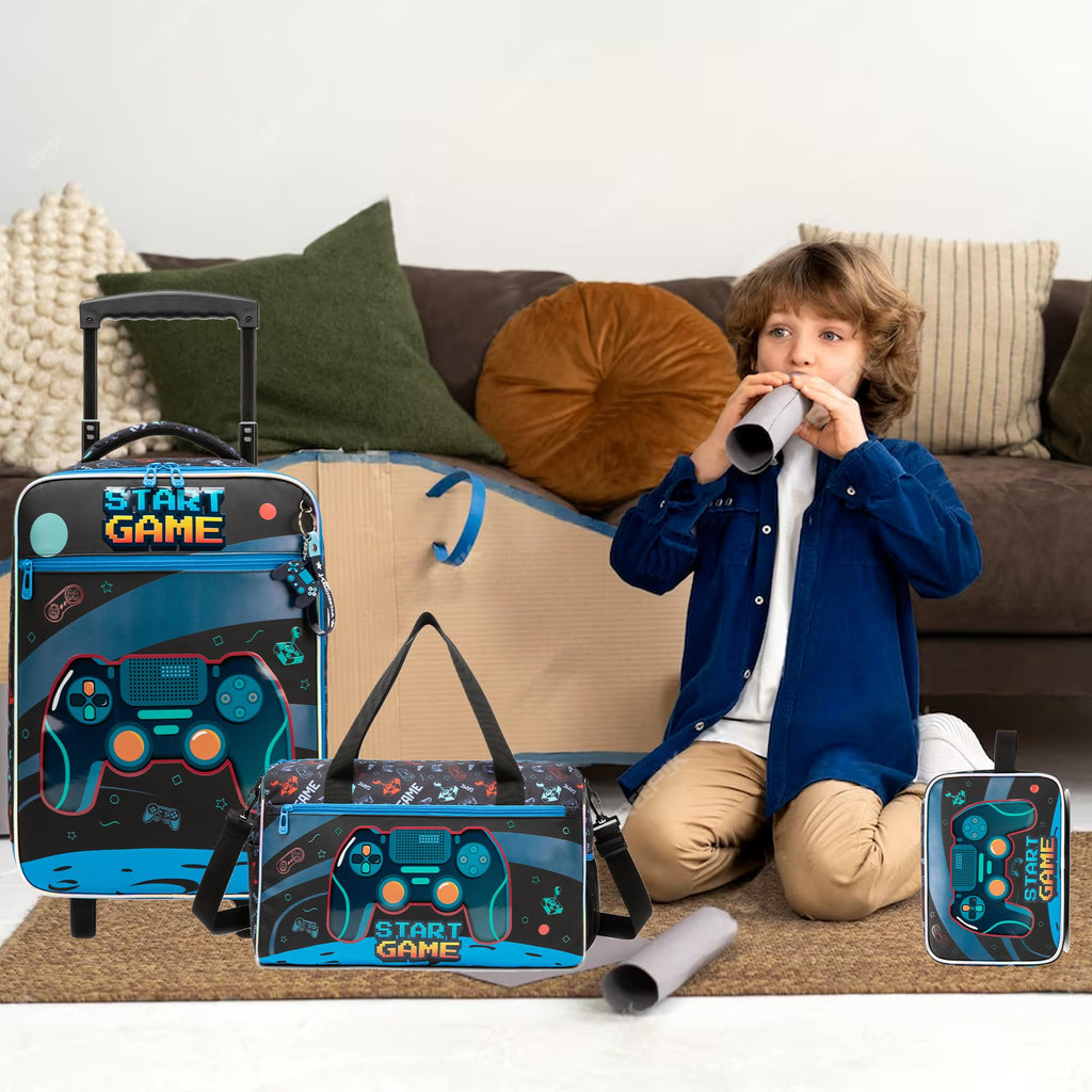 Homskiii Kids Luggage Sets with Wheels Boys Travel Softside Suitcases 16" Carry on Suitcase with Duffle Bag Boys Luggage Sets Airline Approved