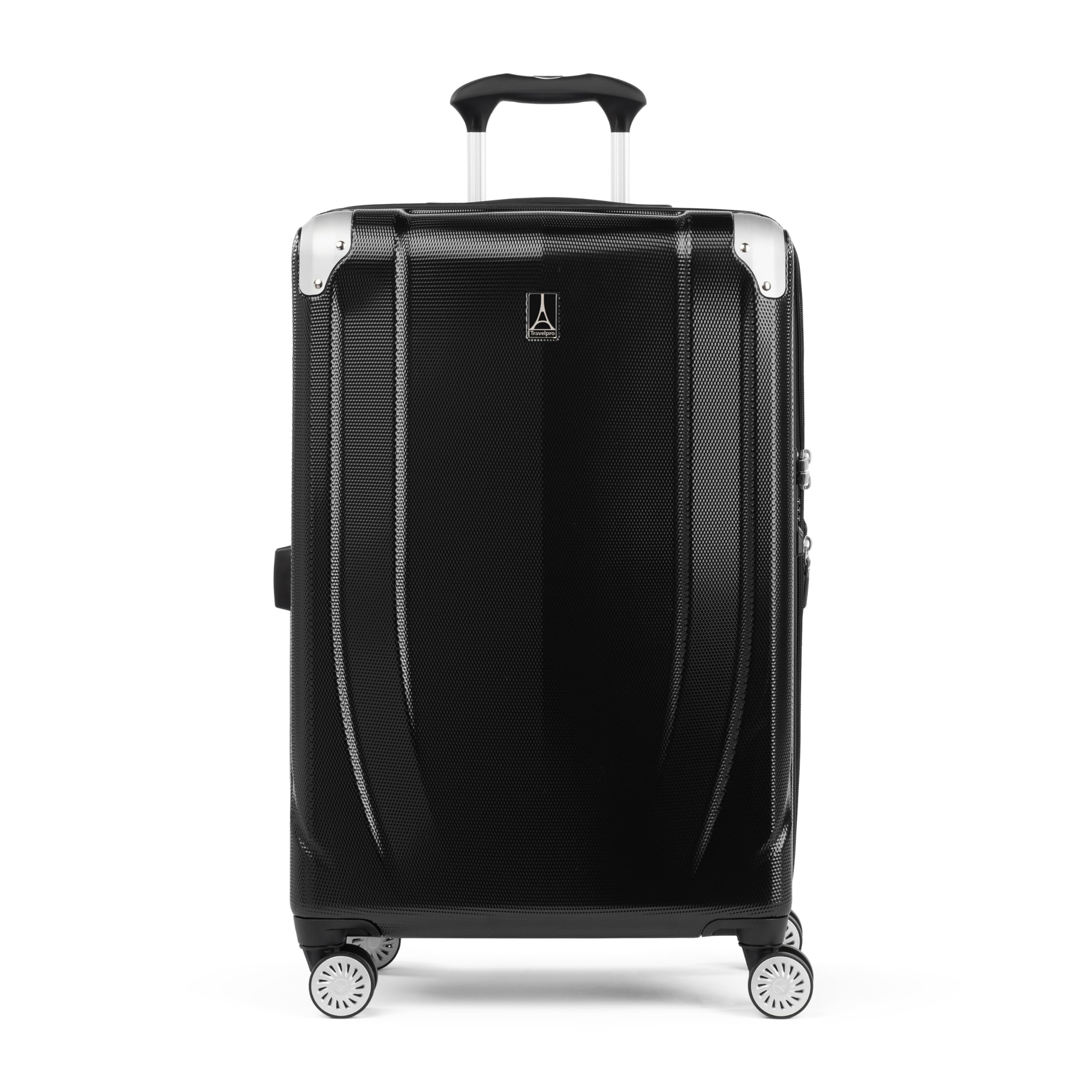 Travelpro Pathways 3 Hardside Expandable Luggage, 8 Spinner Wheels, Lightweight Hard Shell Suitcase, Checked Medium 25 Inch, Black Knight