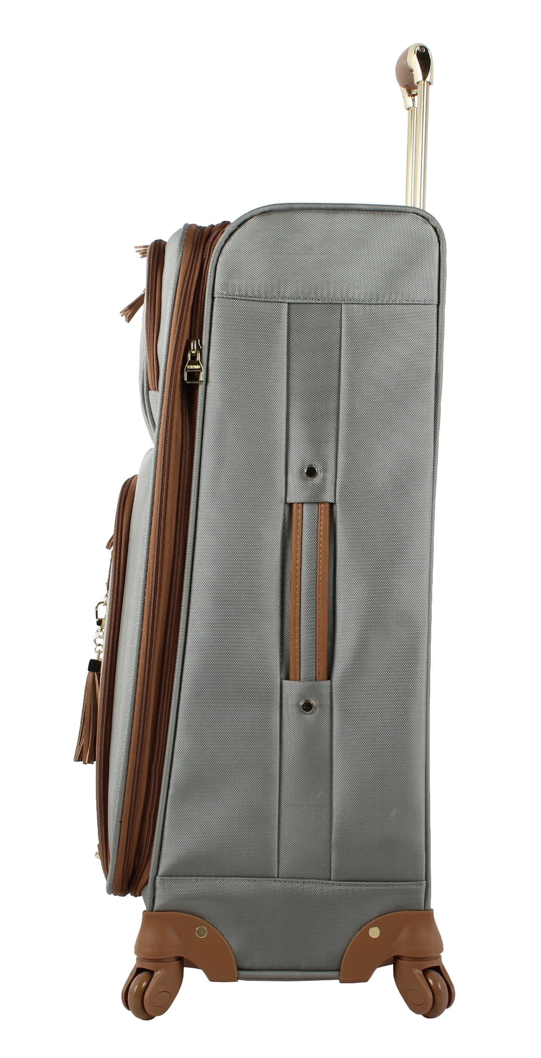 Steve Madden Designer Luggage Collection - 3 Piece Softside Expandable Lightweight Spinner Suitcase Set - Travel Set includes 20 Inch Carry on, 24 Inch & 28-Inch Checked Suitcases (Harlo Gray)