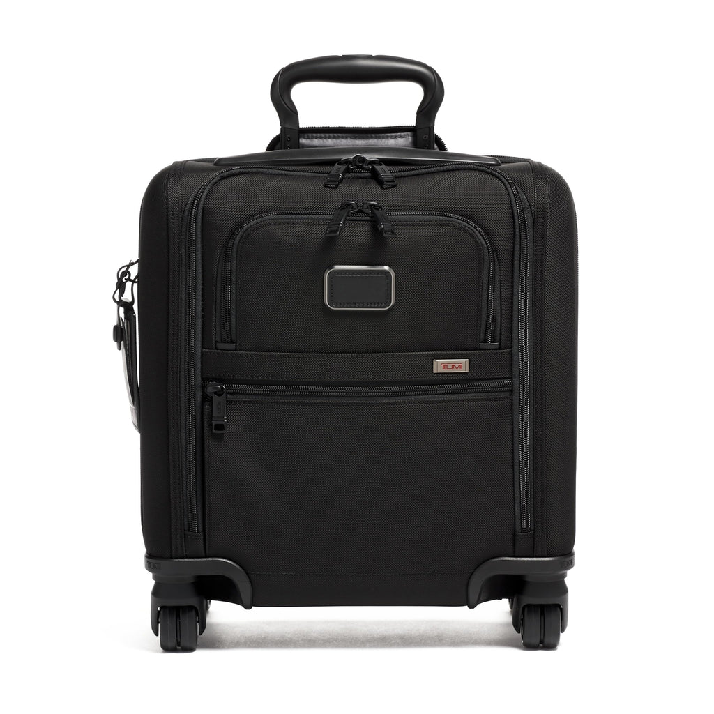 TUMI - Alpha Small Compact 4 Wheeled Brief - Men's Travel Underseat Carry On Bag - Fits up to 13" Laptop - 16.0" X 14.0" X 8.0" - Black