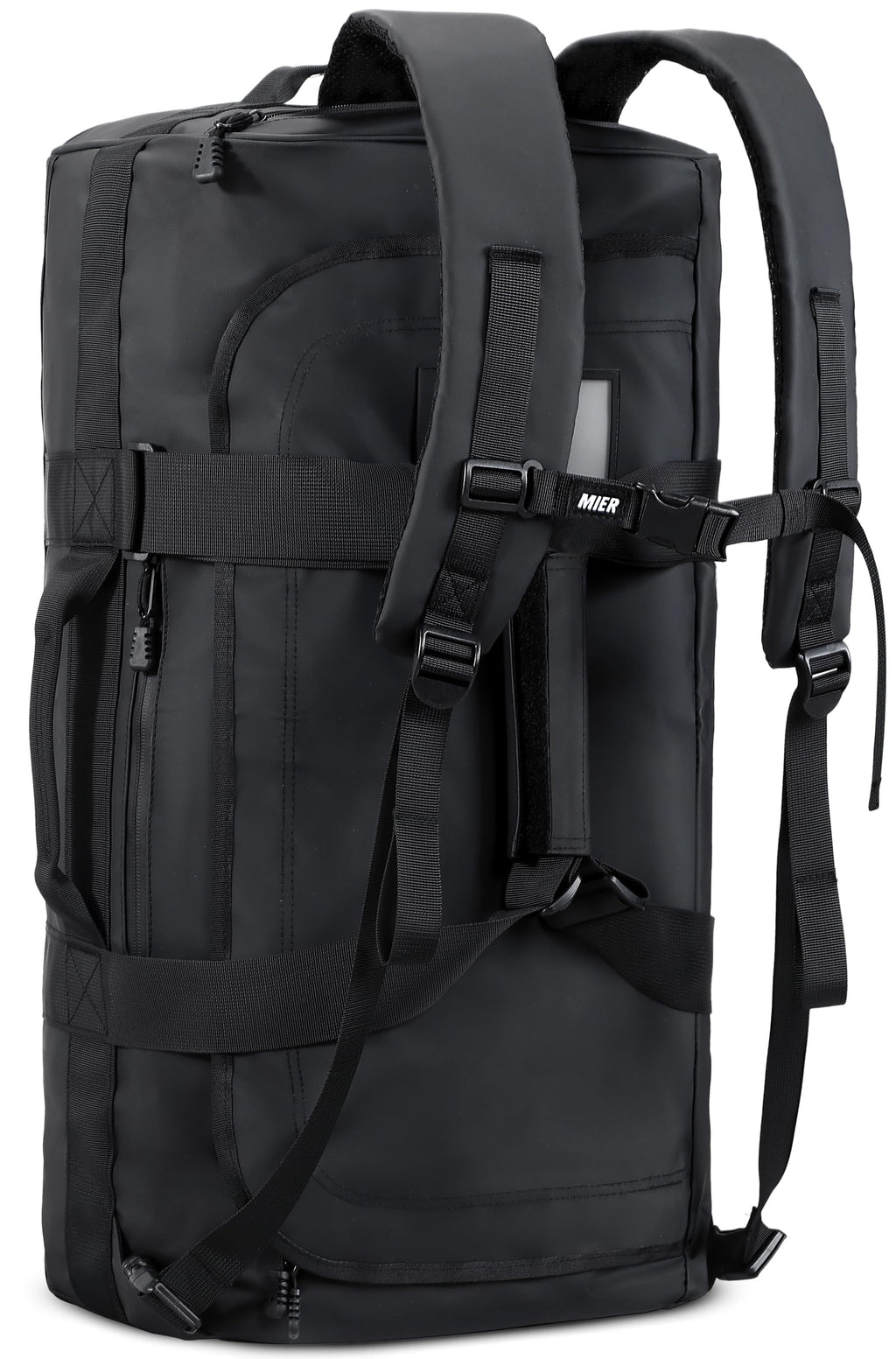 MIER 60L Water Resistant Backpack Duffle Heavy Duty Convertible Duffle Bag with Backpack Straps for Gym, Sports, Travel, Black
