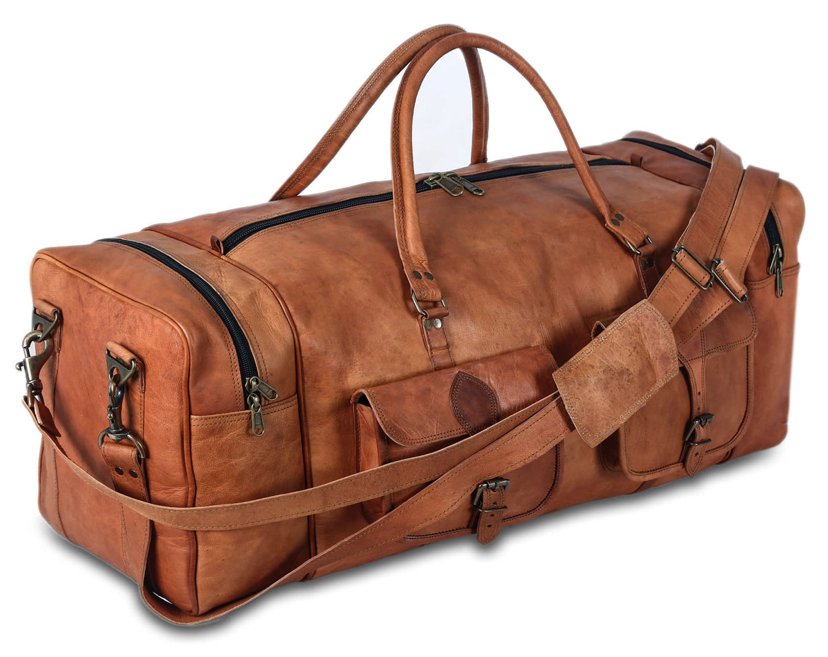 Large 32 inch duffel bags for men holdall leather travel bag overnight gym sports weekend bag