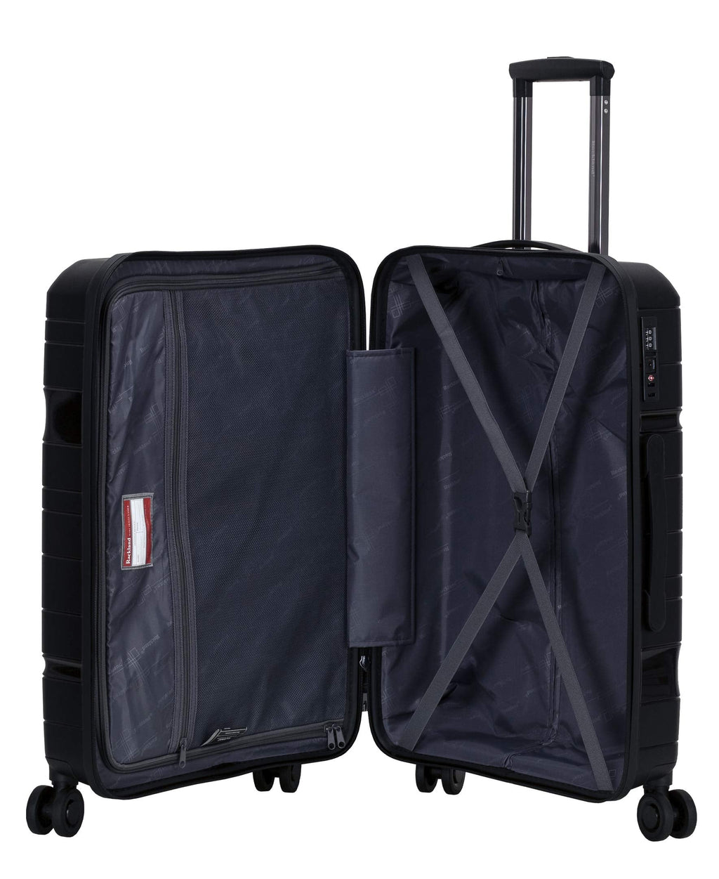 Rockland Linear 3-Piece Hardside Spinner Wheel Luggage Set, Black, 3-Piece Set (19/23/27)