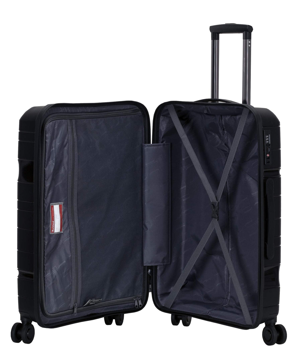 Rockland Linear 3-Piece Hardside Spinner Wheel Luggage Set, Black, 3-Piece Set (19/23/27)
