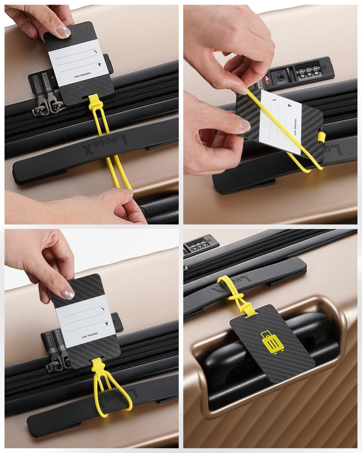 LUGGEX Luggage Tag for Suitcases - Carbon Fiber Accelerate Identification Bag Tag with Reusable Writing Panel - Waterproof & Durable, Travel Essentials（1 Pack）