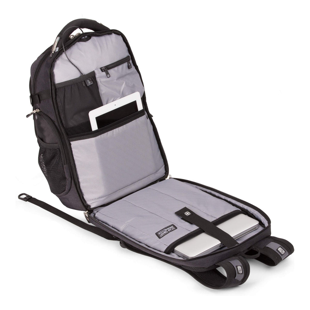SwissGear 5358 USB ScanSmart Laptop Backpack. Abrasion-Resistant & Travel-Friendly Laptop Backpack with TSA lock exclusive bundle. (Heather Gray)