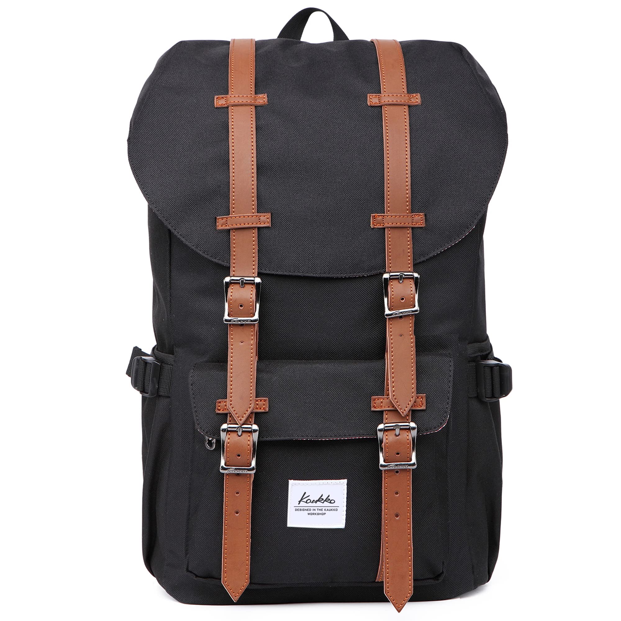 KAUKKO Travel Laptop Backpack Outdoor Rucksack Causal backpack Fits 15.6"(Nylon Black)
