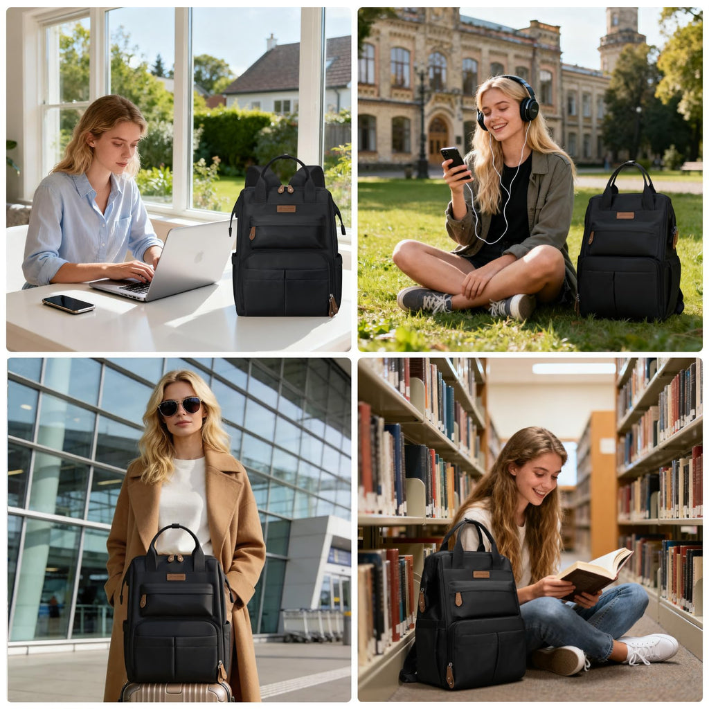 Maelstrom Laptop Backpack, Fits 15.6-17.3 Inch Travel Backpack Gift for Women Men, Waterproof College School Computer Bag, Anti-theft Business Work Bag with Luggage Strap (Black, 17.3 Inch)