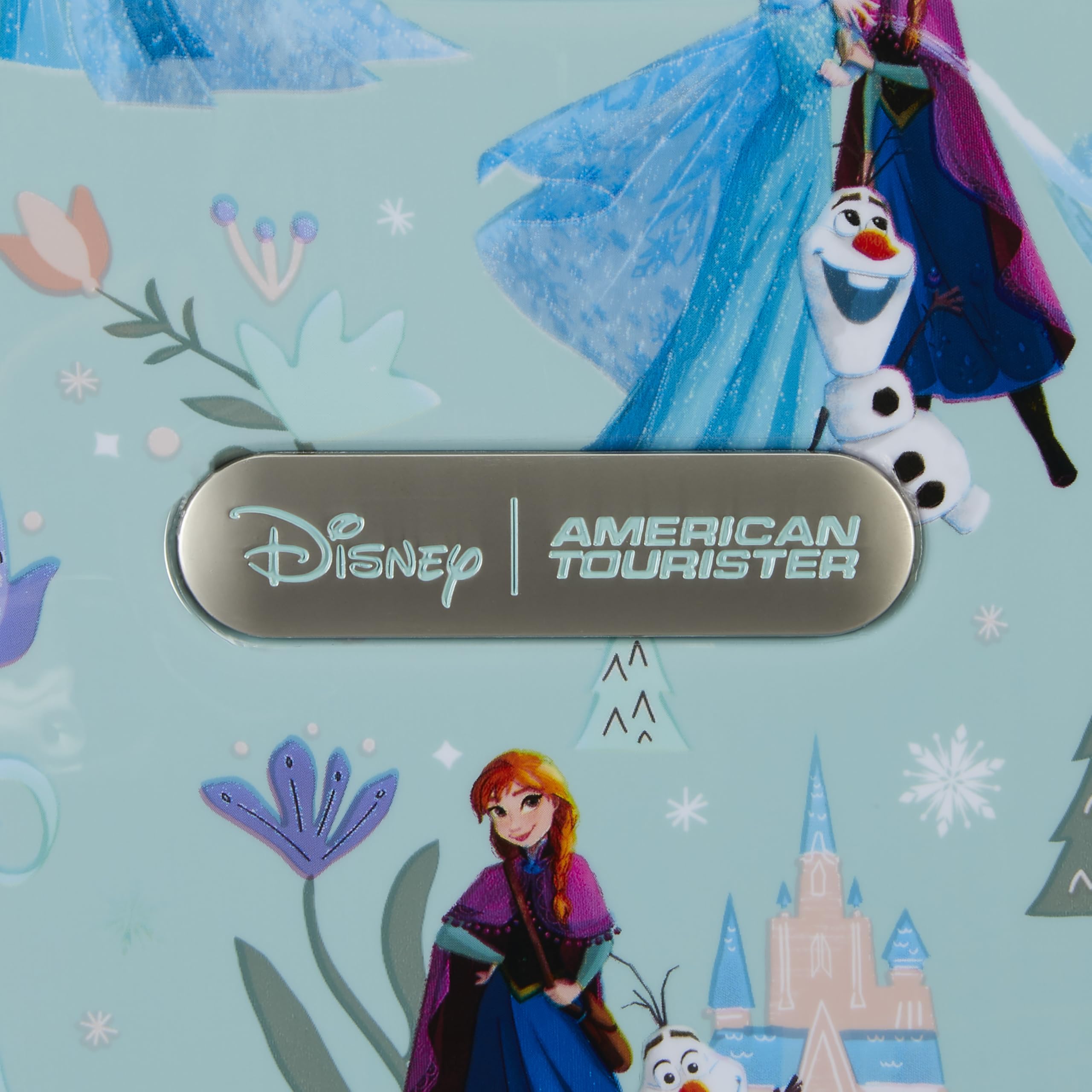 American Tourister Disney Frozen Carry-On Luggage - Airline Approved, Durable Hardshell with Favorite Frozen Characters - Roll Confidentially with Spinner Wheels & Colorful Adjustable Handle