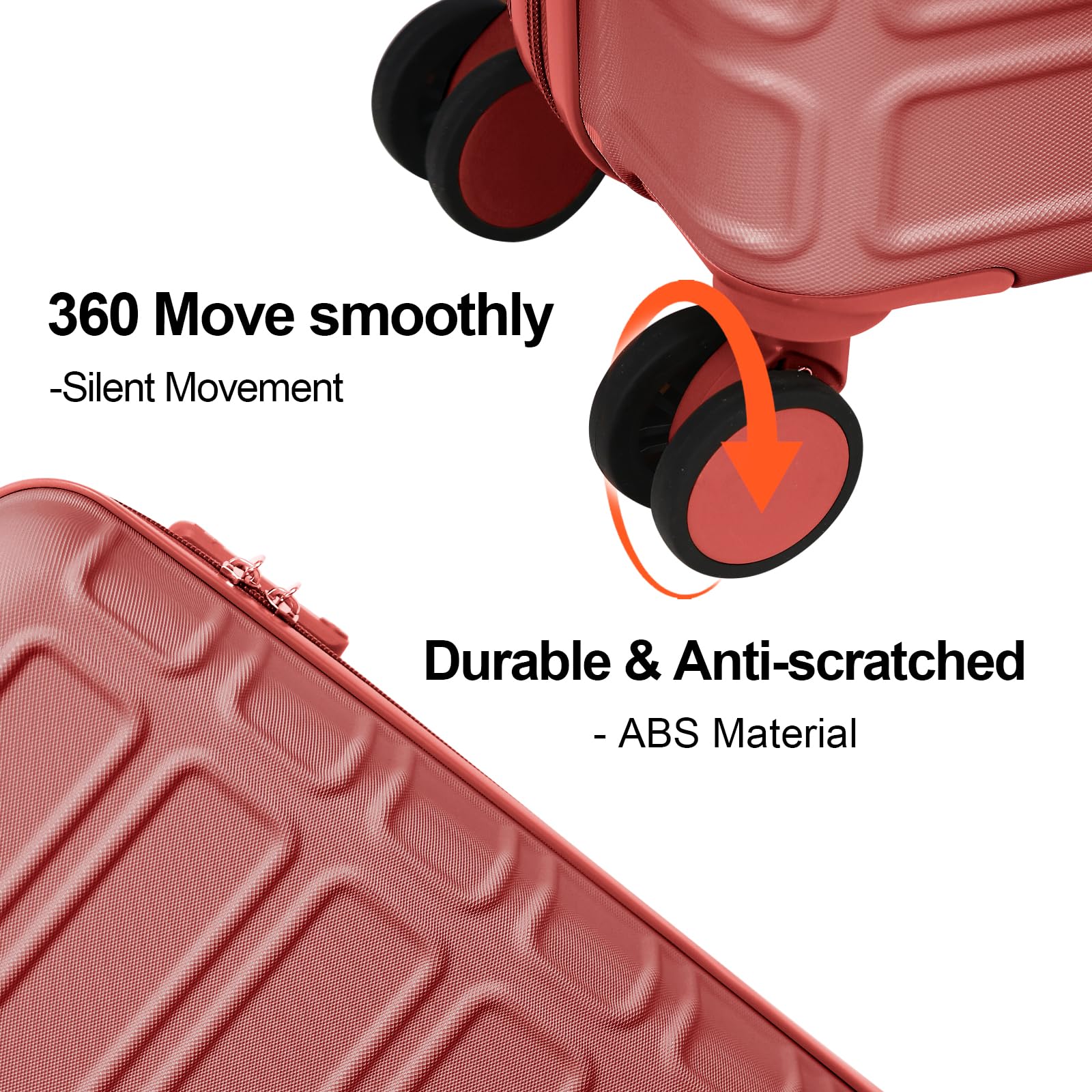 4 Piece Luggage Set Expandable ABS Travel Suitcase Set with Double Spinner Wheels TSA Lock Hardshell Durable Lightweight Traveling Luggage Sets Gift for Back to School (Rose Golden, 28in26in20in13in)