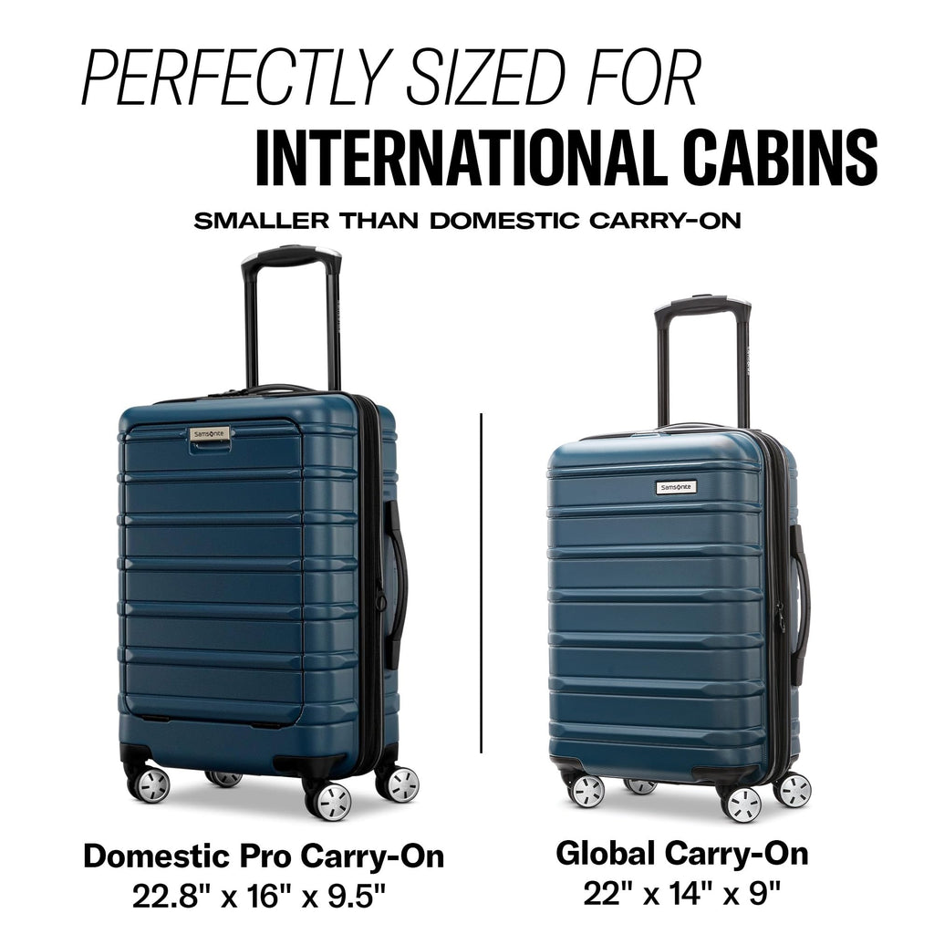 Samsonite Omni 2 Global Carry-On Spinner Luggage - Compact Size For International Travel - Airline-Approved - Features Expandable Polycarbonate Shell, 360° Wheels, USB Power Hub - Lagoon Blue