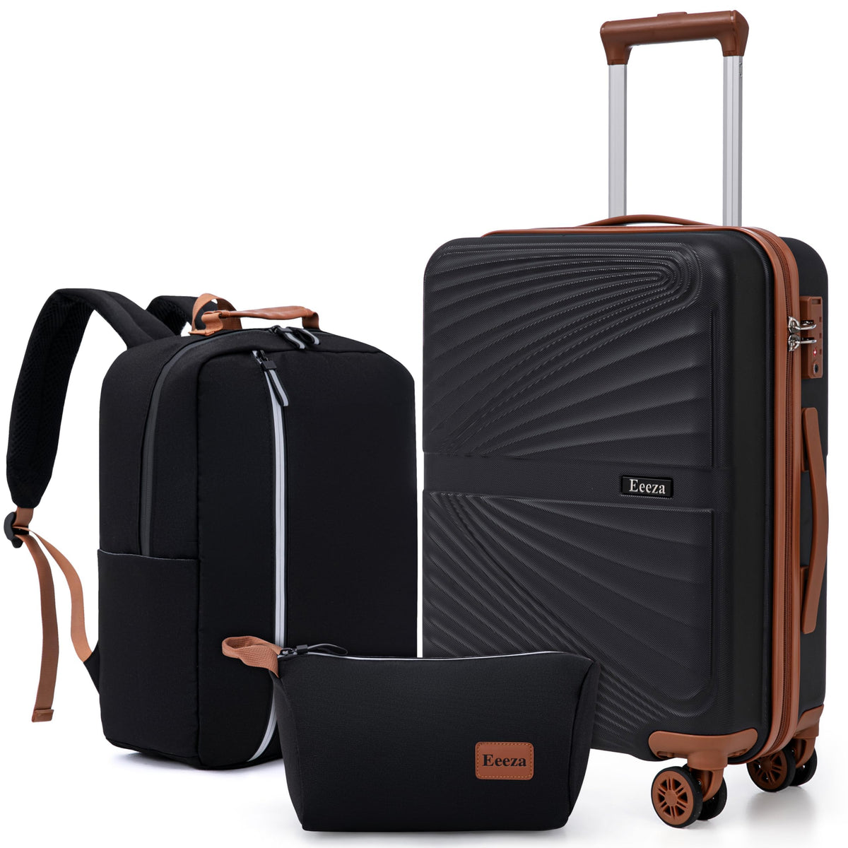 Eeeza Carry On Luggage Set 22x14x9 Airline Approved Luggage Sets 3 Piece,Suitcases with Wheels,ABS Hard Case Luggage with TSA Lock Spinner Wheels(20 Inch,BP/TB)