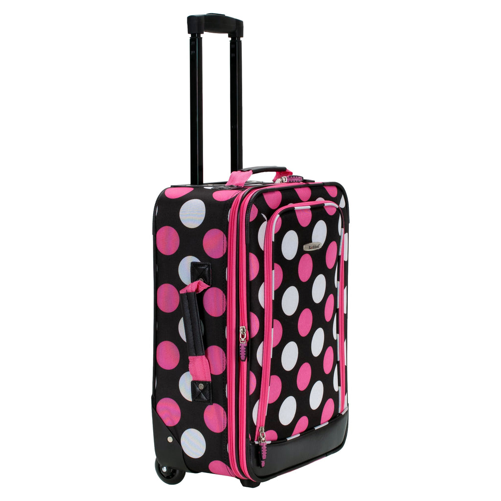 Rockland Fashion Softside Upright Luggage Set,Expandable, Multi/Pink Dot, 2-Piece (14/19)