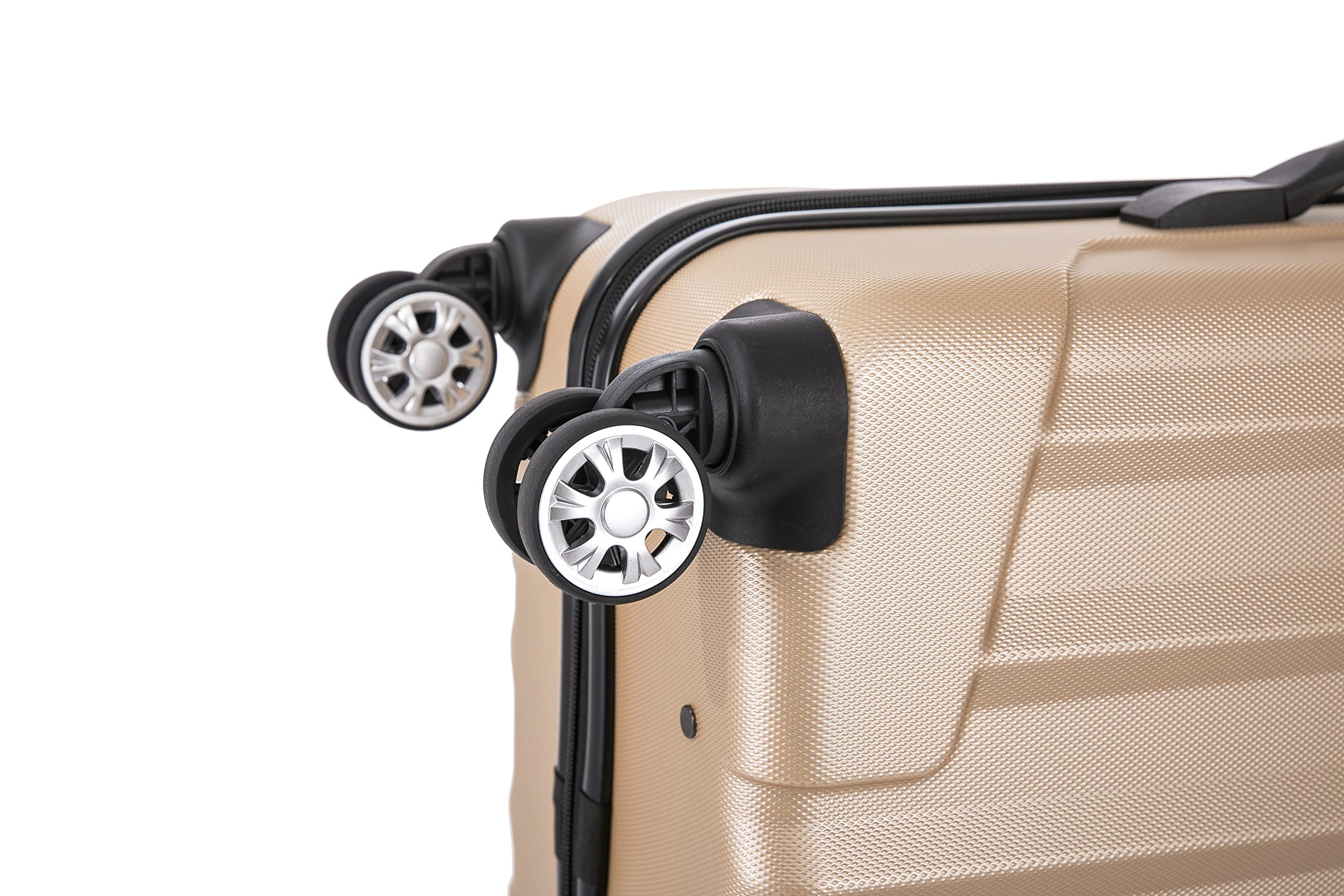 Rockland Santa Monica Hardside Spinner Wheel Luggage, Champagne, 19", 24", 28"