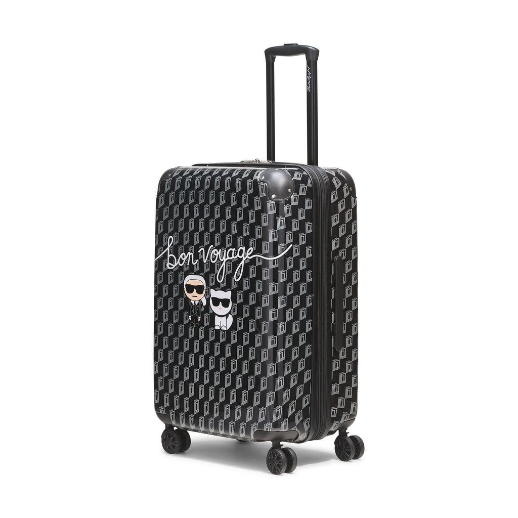 KARL LAGERFELD Paris Unisex Luggage Suitcase,Black/Grey,Medium