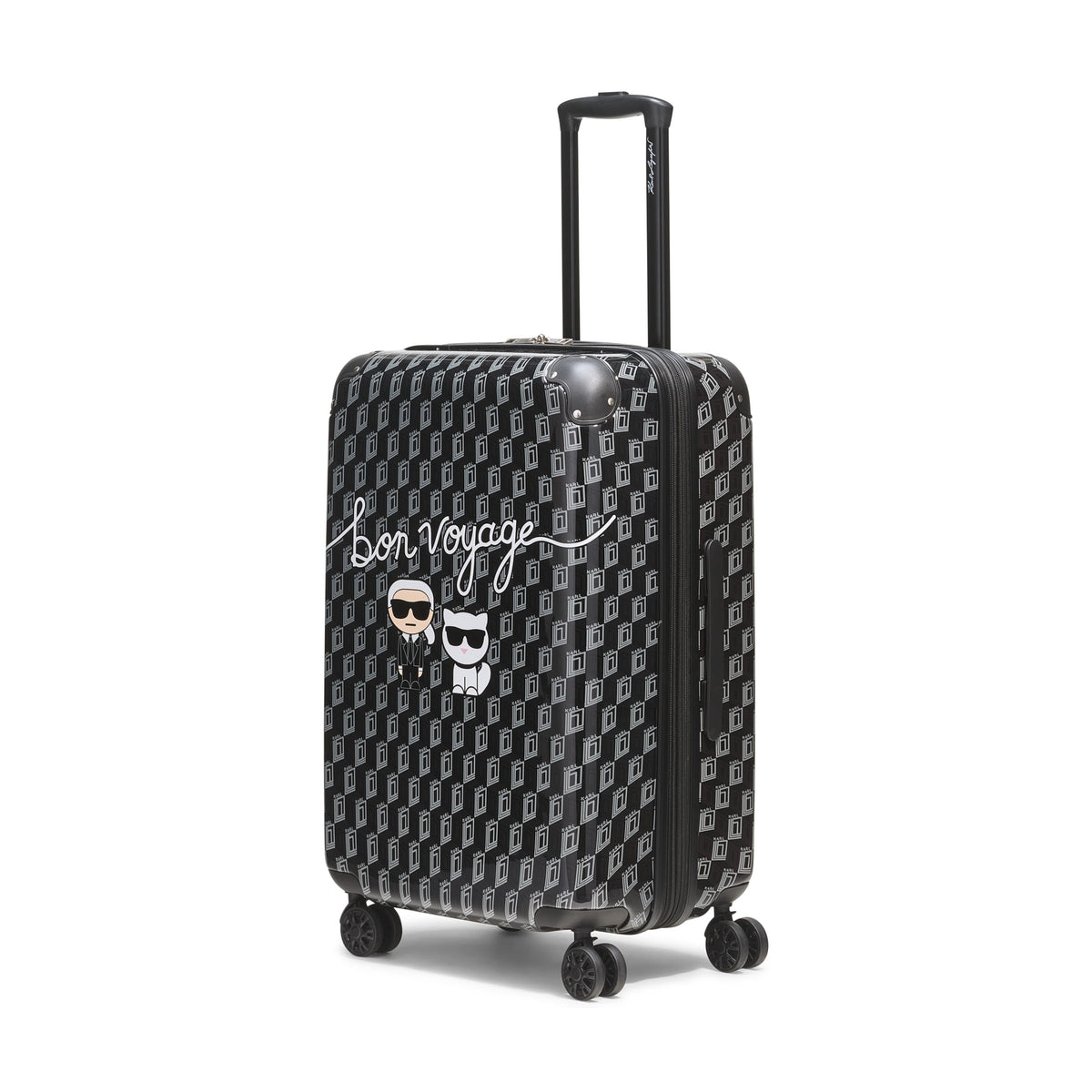 KARL LAGERFELD Paris Unisex Luggage Suitcase,Black/Grey,Medium