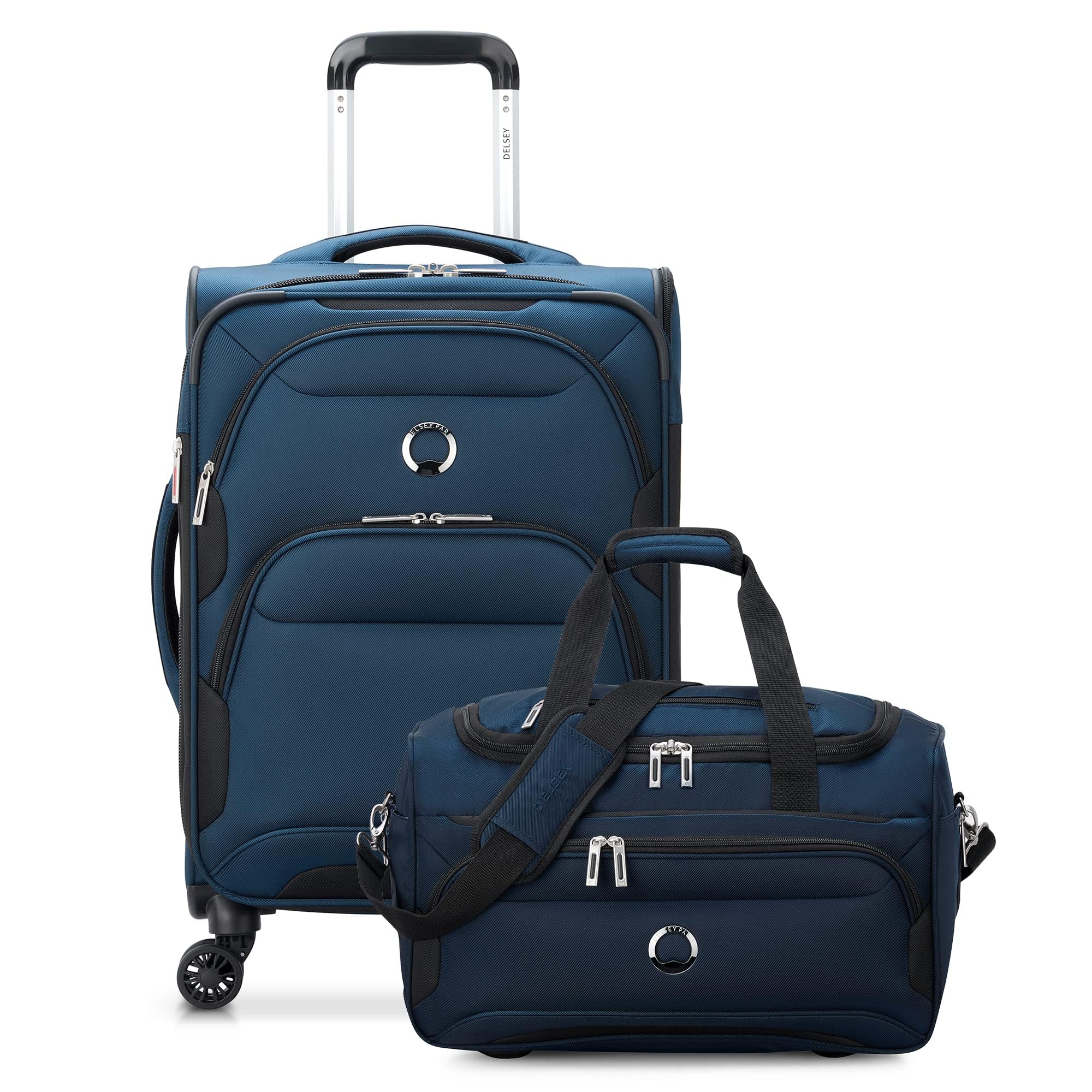 DELSEY PARIS Sky Max 2.0 Softside Expandable Luggage with Spinner Wheels, Blue, 2-Piece Set (21/Duffle)