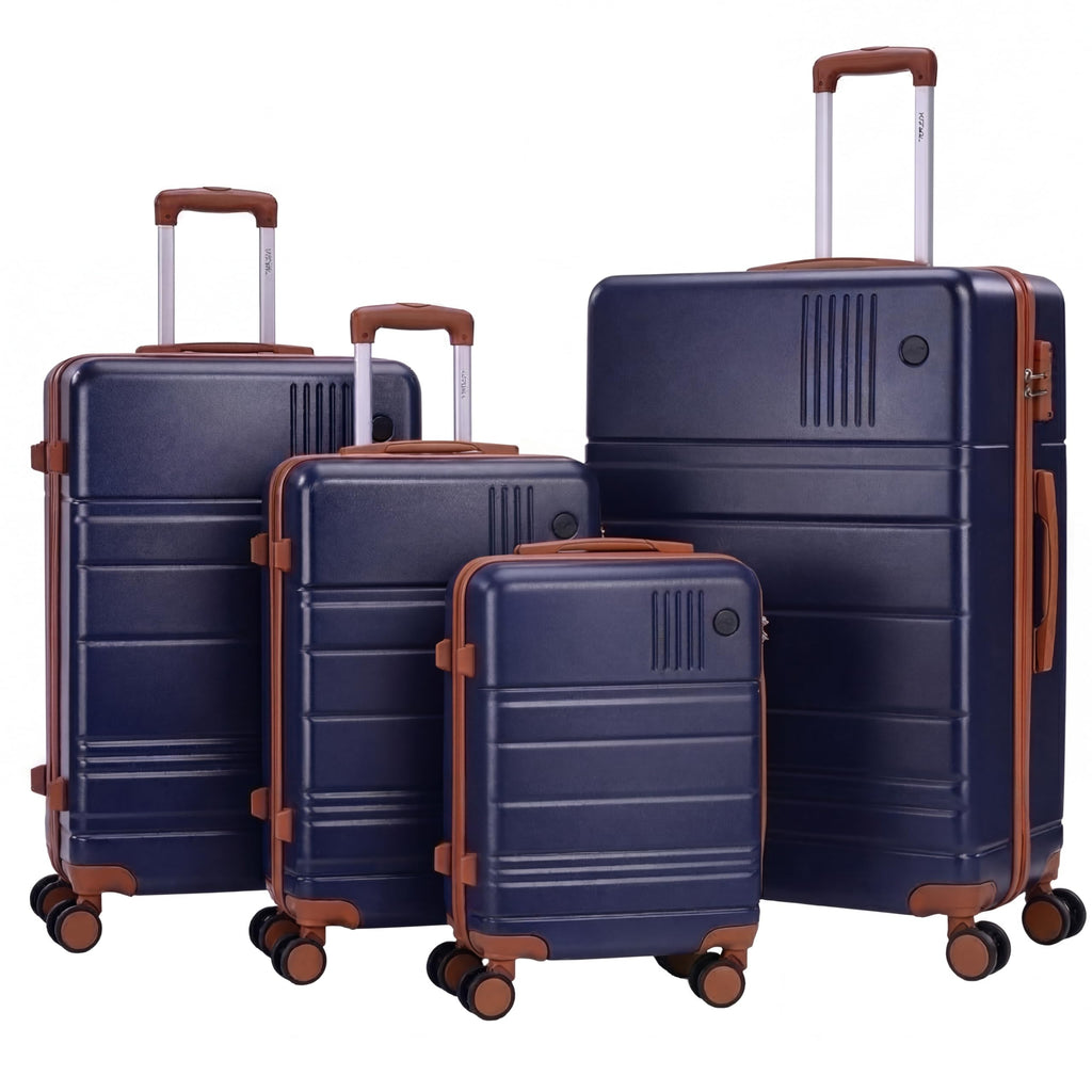 Hoteel Luggage Sets 4 Piece, 4-Year Warranty, Carry-On Luggage with Dual-Spinner Wheels, PC+ABS Hardside Suitcase Set with TSA Lock, Large Checked Travel Suitcases, Dark Blue(16/20/24/28)