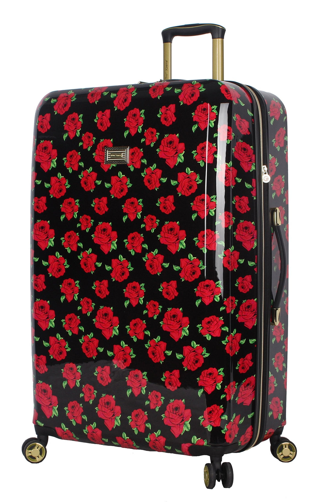 Betsey Johnson 30 Inch Checked Luggage Collection - Expandable Scratch Resistant (ABS + PC) Hardside Suitcase - Designer Lightweight Bag with 8-Rolling Spinner Wheels (Covered Roses, 30in)