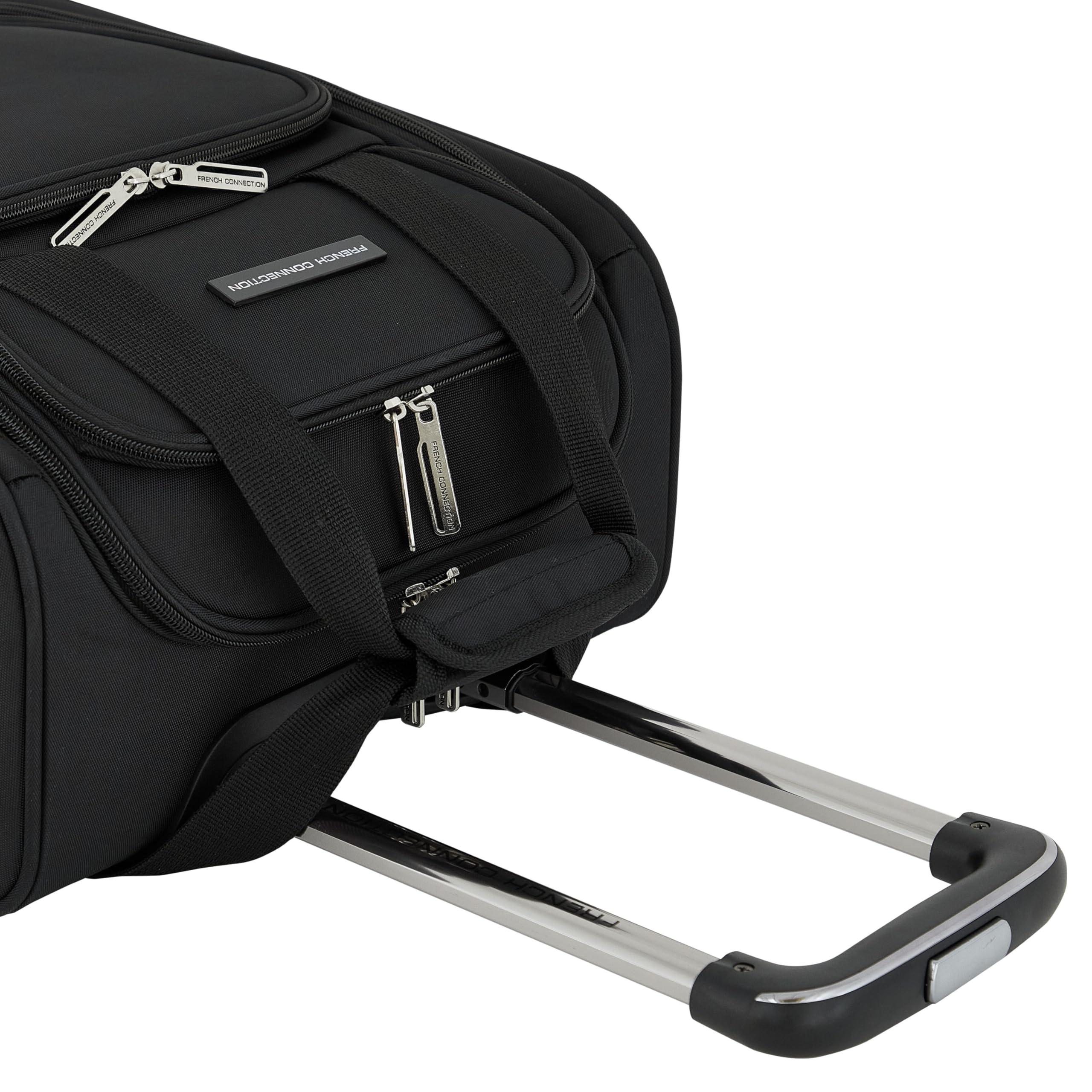 French Connection 16" Underseat Carry-On Luggage with USB/USB-C Ports, Black
