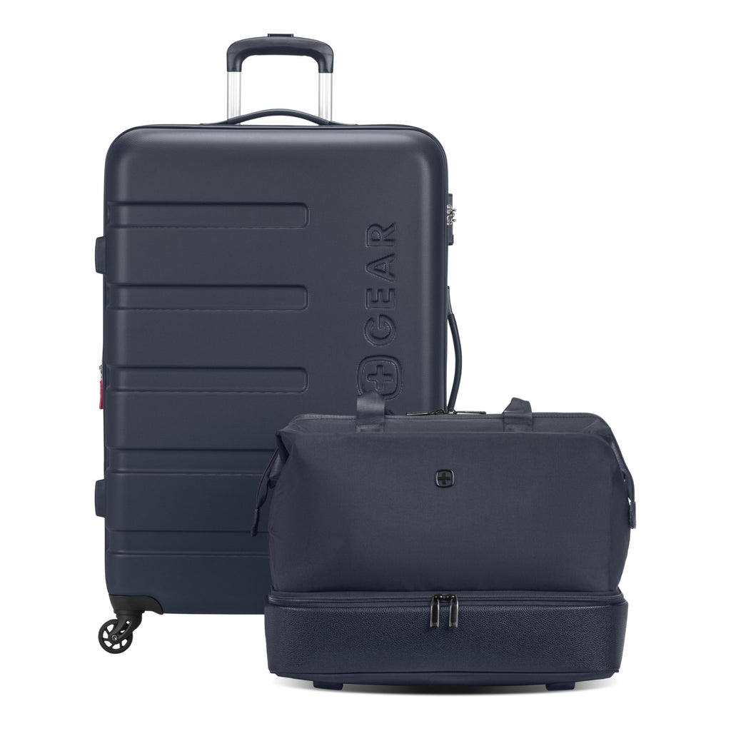SwissGear 7366 Signature Hardside Expandable Luggage with Spinner Wheels and TSA Lock, Weekender Tote, Navy, 2-Piece Set (Weekender/27)