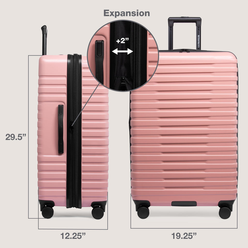 U.S. Traveler Boren Expandable Hardside Rugged Travel Luggage with 8 Spinner Wheels, Rose Pink, 2-Piece Set