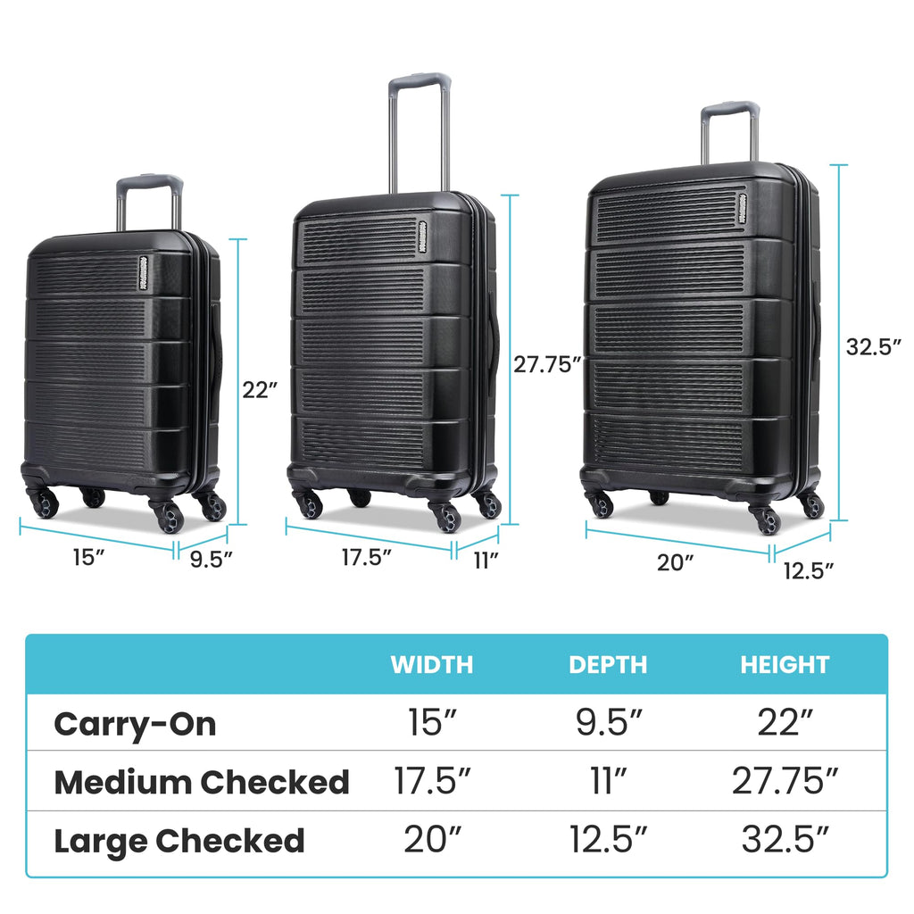 American Tourister Stratum 2.0 Expandable Hardside Luggage with Spinner Wheels, Checked-Medium, Jade Green