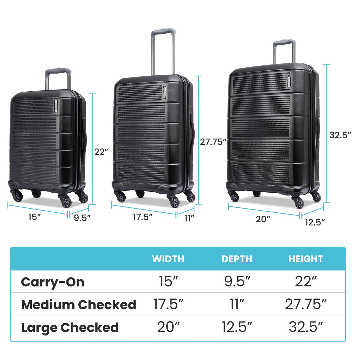 American Tourister Stratum 2.0 Expandable Hardside Luggage with Spinner Wheels, Checked-Medium, Jade Green