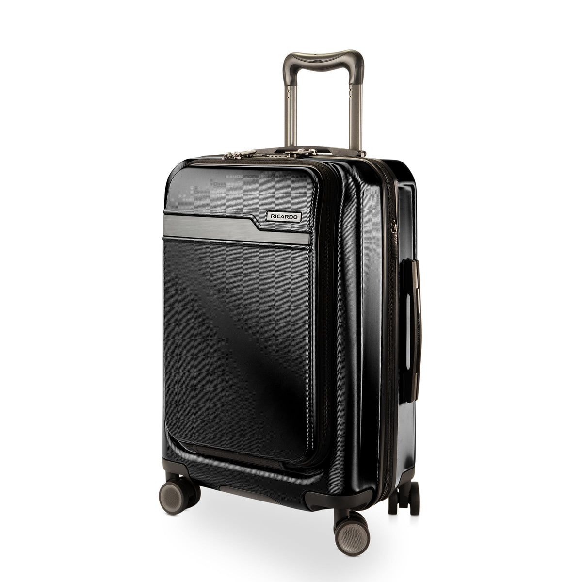Ricardo Beverly Hills Brentwood Hardside Luggage Collection – Expandable Suitcases with Wheels and TSA Lock, 21" Front Open Carry-on with Smartstand, Onyx
