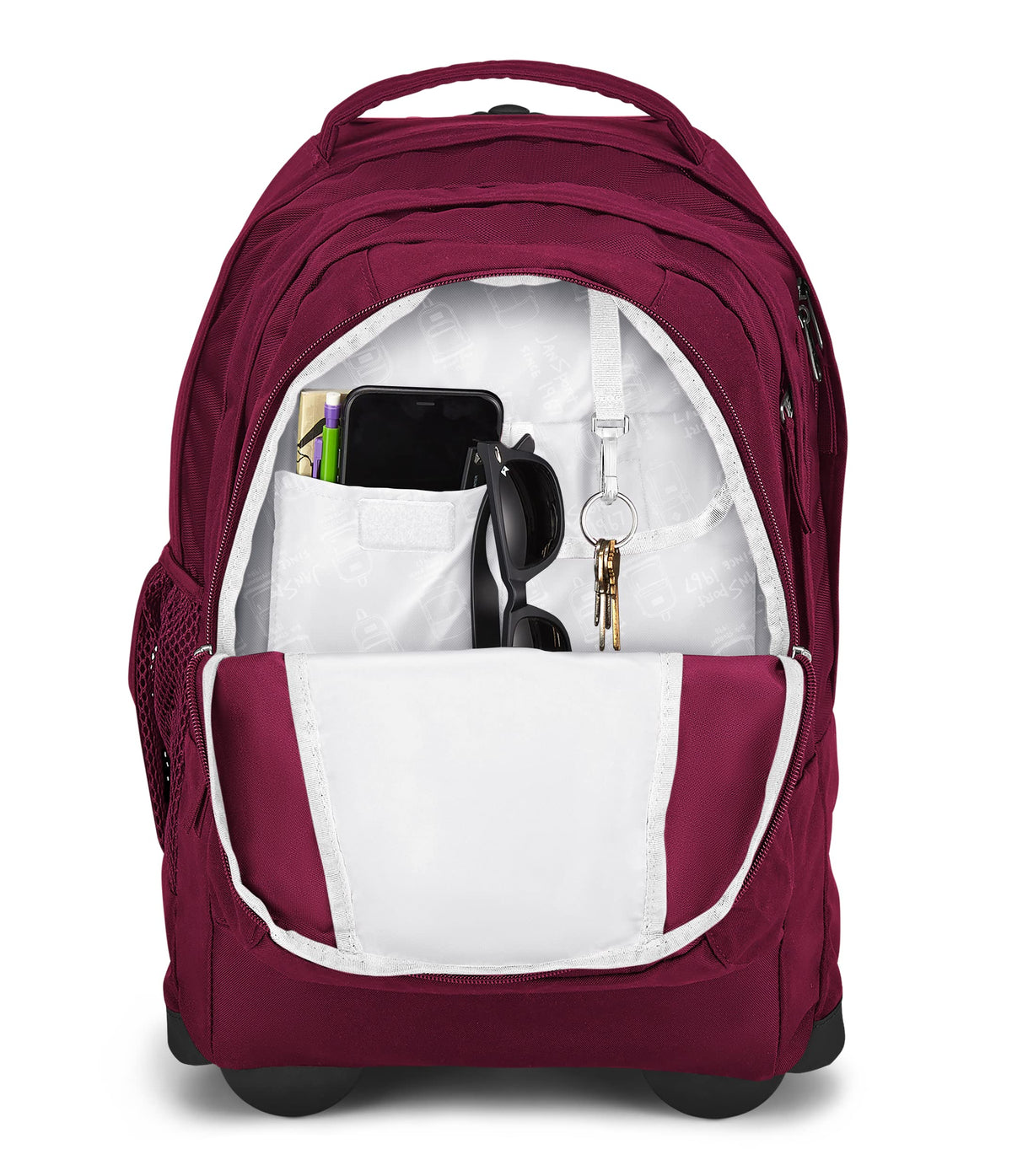 JanSport Driver 8 Rolling Backpack - Wheeled Travel Bag with 15-Inch Laptop Sleeve, One Size, Russet Red