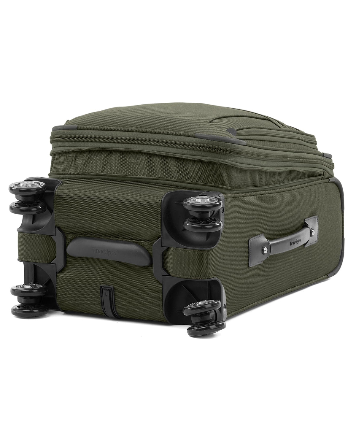 Travelpro Platinum Elite Softside Expandable Carry on Luggage, 8 Wheel Spinner Suitcase, USB Port, Suiter, Men and Women, Pilot Green, Carry On 21-Inch