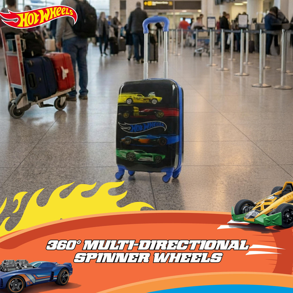 FUL Unisex Hot Wheels 20.5 Inch Carry On Rolling Luggage, Hardshell Suitcase with Spinner Wheels, Blue