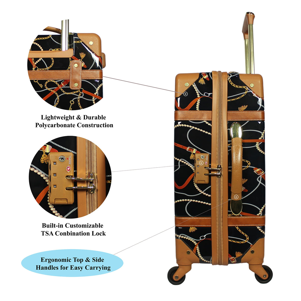 Chariot Gatsby Vintage Hardside Carry-On Train Case – NEW Airline Approved Size