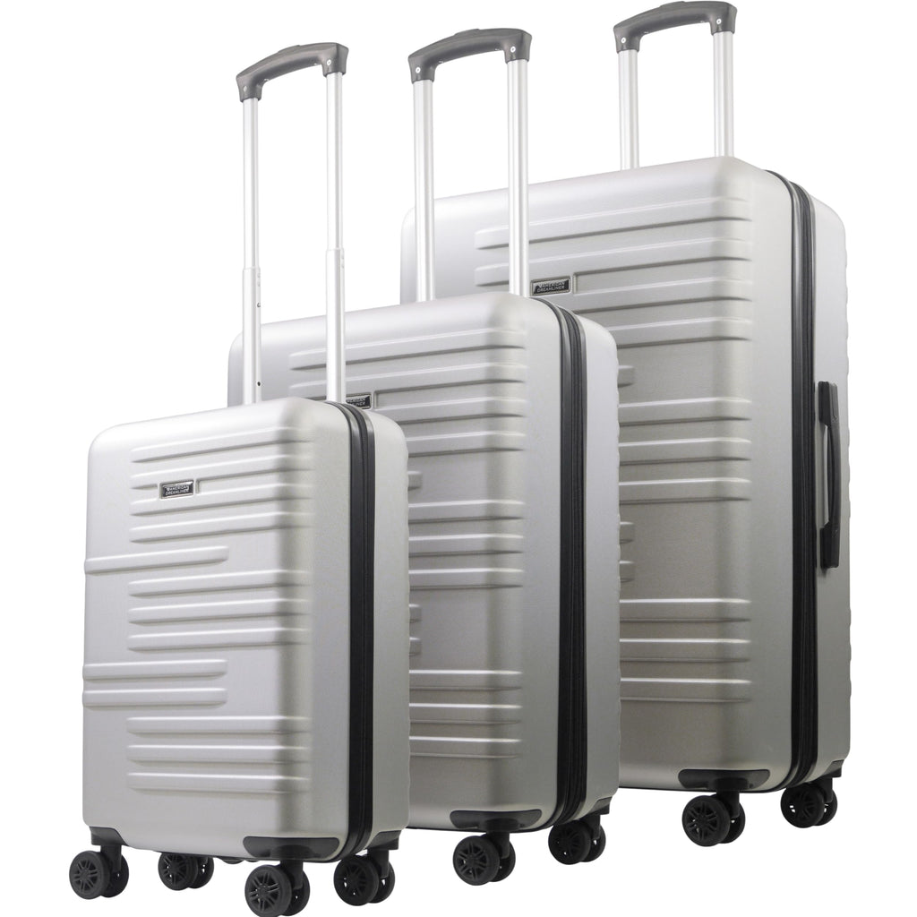 American Dreamliner 3 Piece Set Rolling Luggage, Hardshell Suitcases with Spinner Wheels, 22.5, 26.5, and 30 Inch, Silver Grey