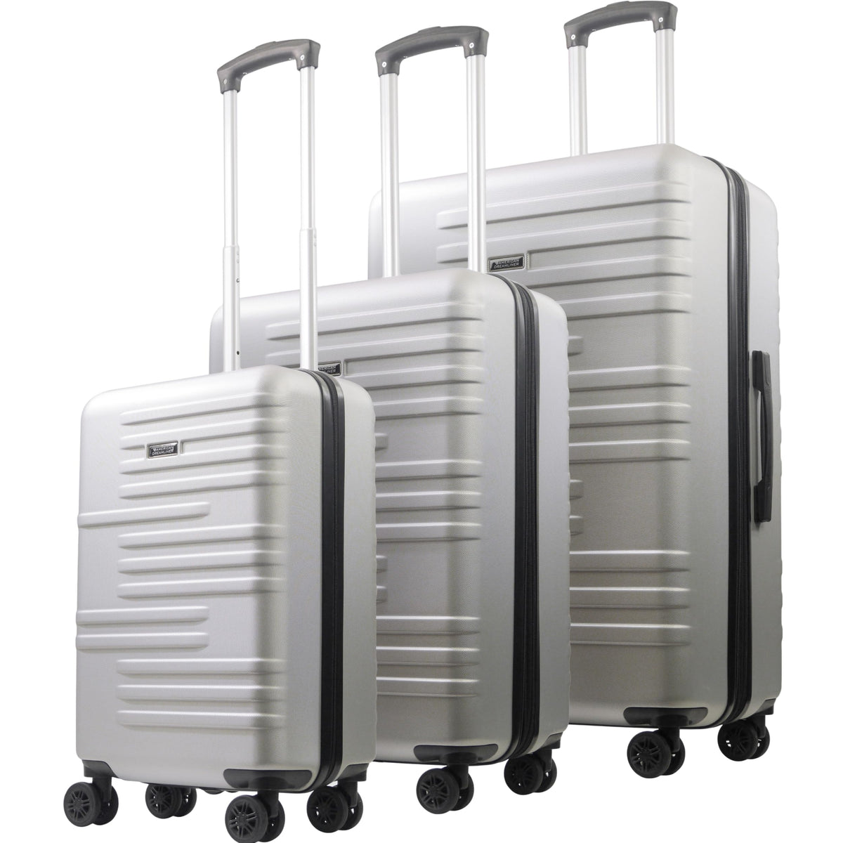 American Dreamliner 3 Piece Set Rolling Luggage, Hardshell Suitcases with Spinner Wheels, 22.5, 26.5, and 30 Inch, Silver Grey