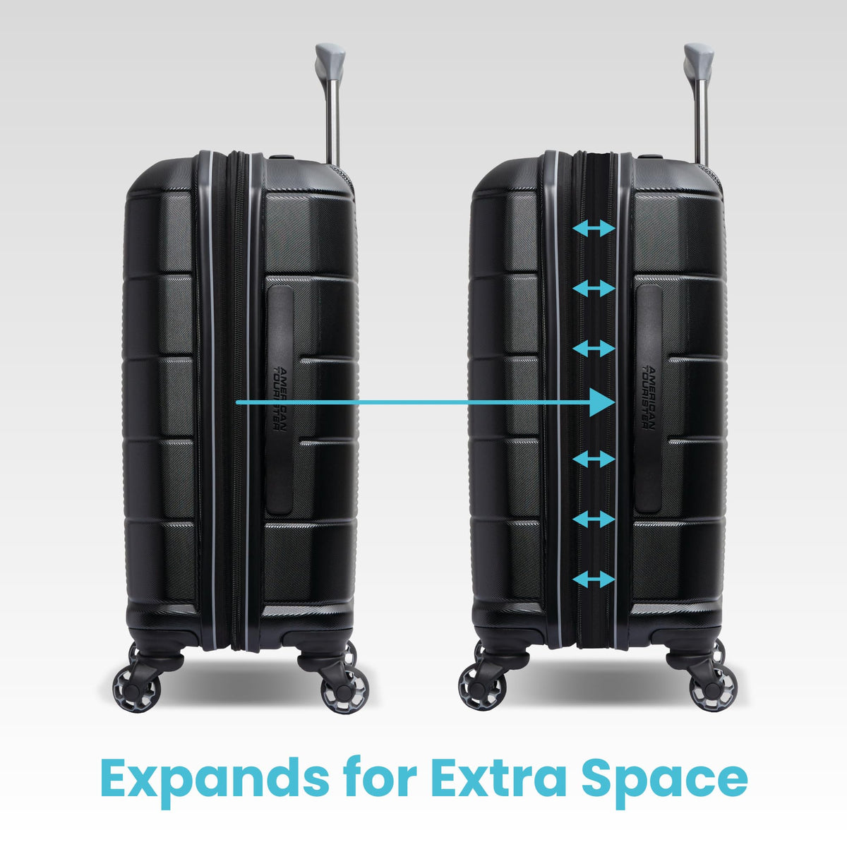 American Tourister Stratum 2.0 Expandable Hardside Luggage with Spinner Wheels, Checked-Medium, Jade Green
