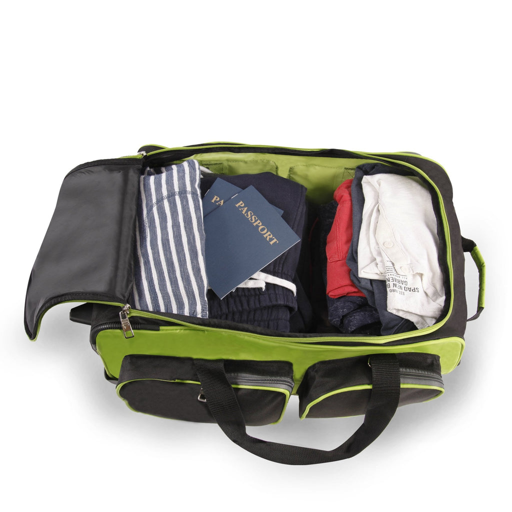 Fila 22" Lightweight Carry On Rolling Duffel Bag,  Neon Lime,  One Size