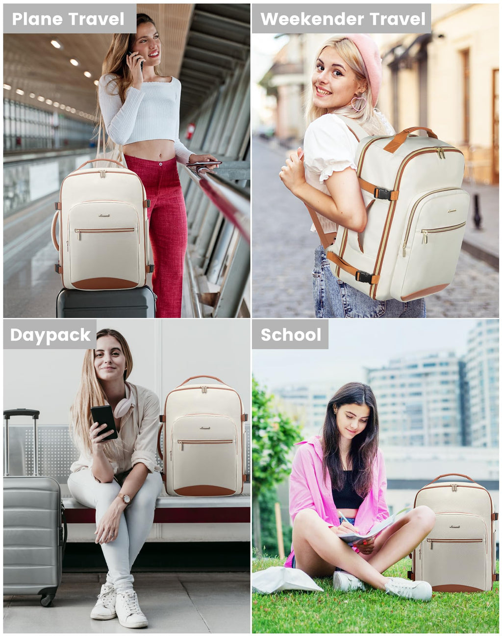 LOVEVOOK 40L Travel Backpack for Women Men,Waterproof Airline Approved Carry On Luggage Travel Essentials,TSA Carry On Backpack Personal Item Travel Bag Suitcase with 3 Packing Cubes,Weekender,Daypack