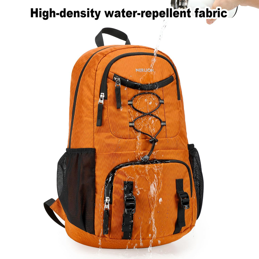 Nerlion Lightweight Foldable 35L Hiking Backpack Travel Backpack for Men Women Camping Waterproof Outdoor Hiking Daypack Backpack Orange