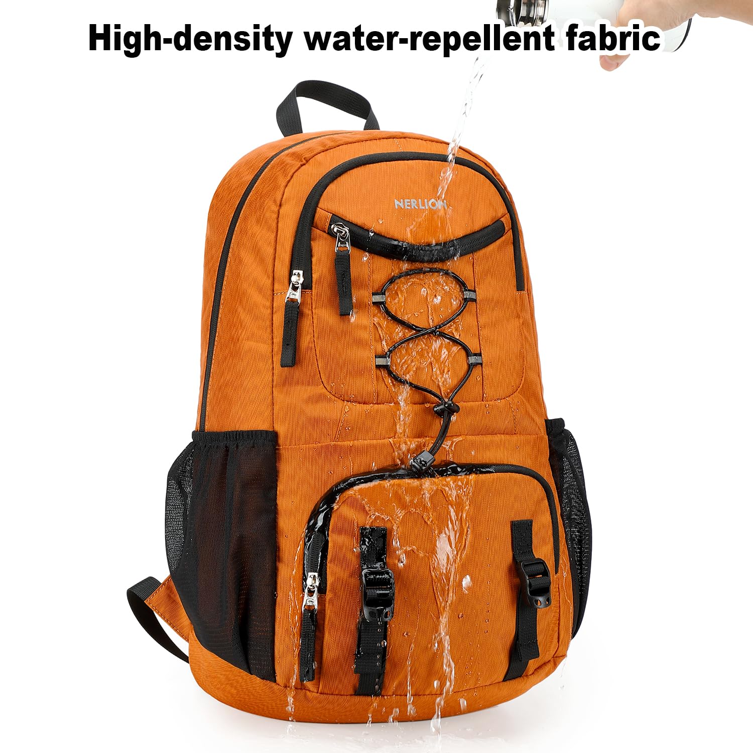 Nerlion Lightweight Foldable 35L Hiking Backpack Travel Backpack for Men Women Camping Waterproof Outdoor Hiking Daypack Backpack Orange