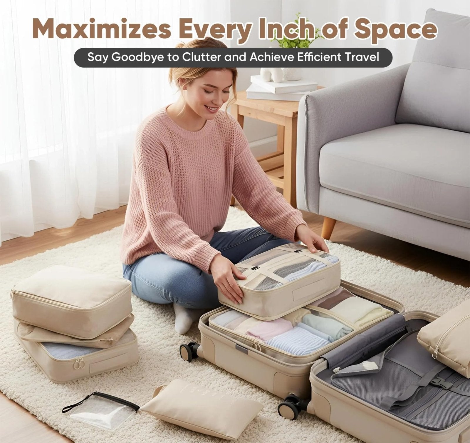 9 Set Packing Cubes for Suitcases Travel Luggage Sets Packing Organizers, Travel Organizer Bags Luggage Organizer with Shoe/Tioletry/Laundry Bag